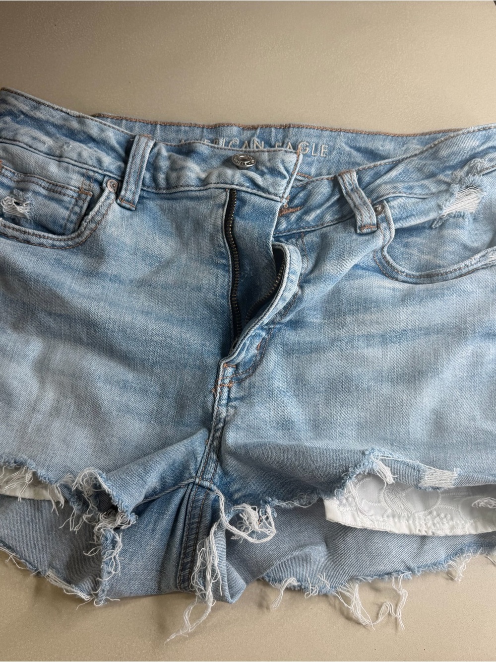 American Eagle Outfitters Light Wash Distressed Denim Shorts